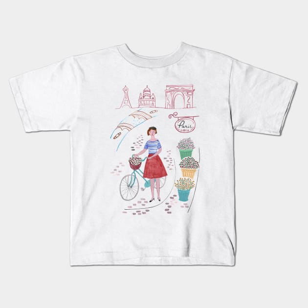 Paris the lovely city Kids T-Shirt by EpoqueGraphics